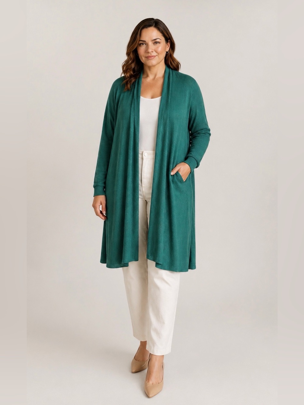 Lafayette 148 NWT 2 XL Alpaca Wool Blend Open Front Cardigan Sweater Green $428